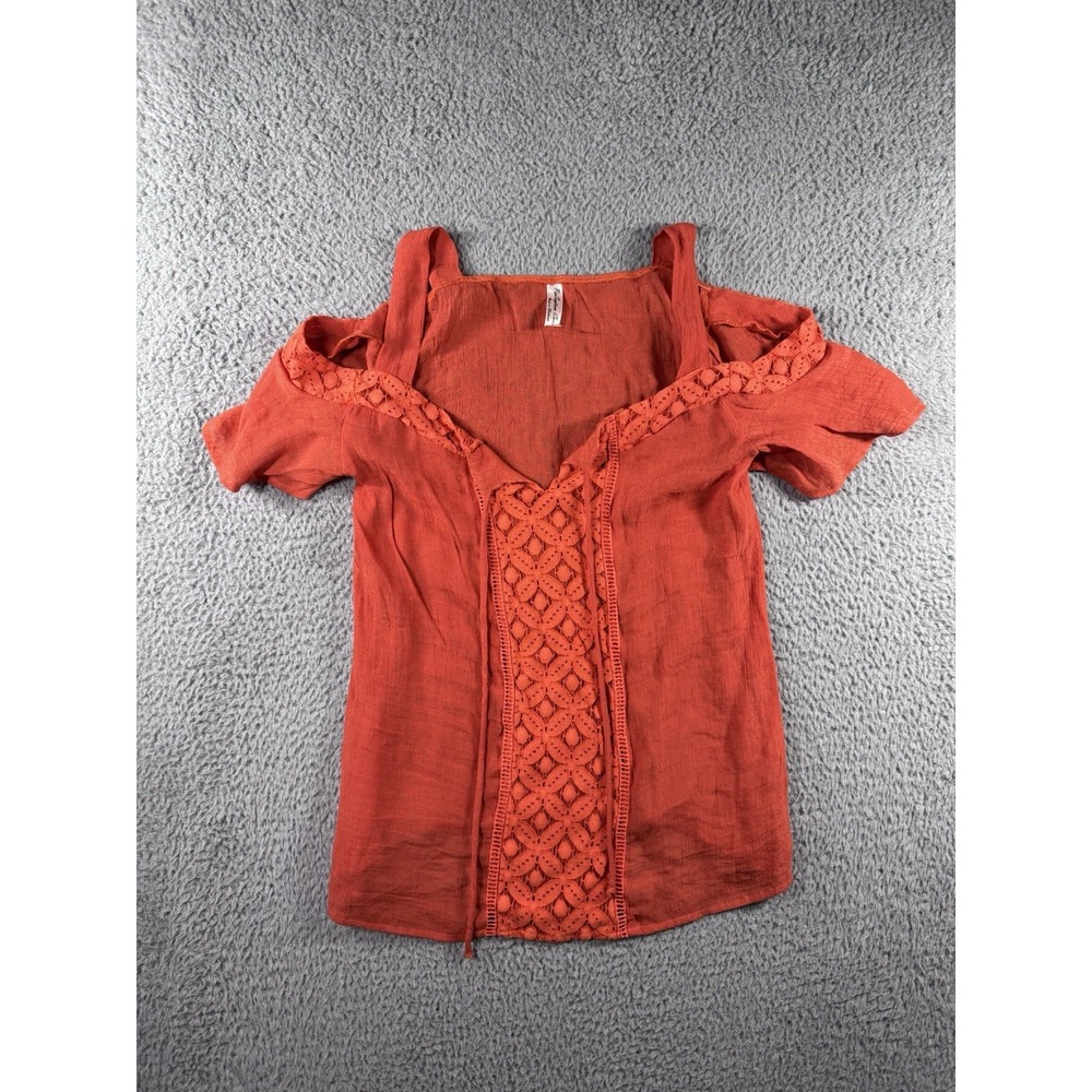 Women Large Cold Shoulder Top Cottagecore Peasant Romantic Coastal Nautical Y2K